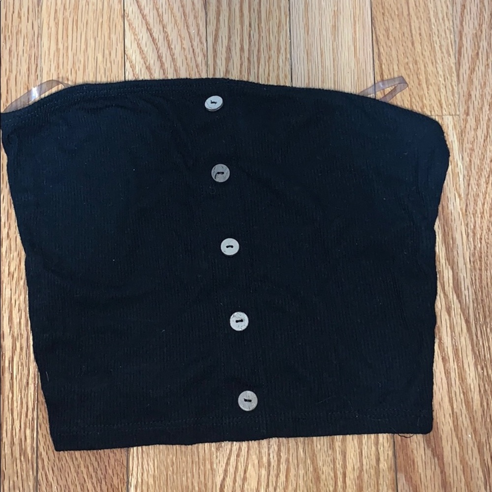black button down tube top